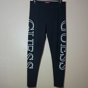 Guess Black Leggings with White Logo on Both Legs
